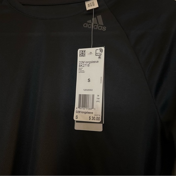 NWT adidas Black D2M Tee Long Sleeve Training adidas workout top Size Small - Picture 8 of 12